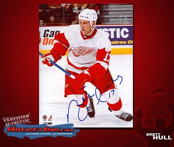 Brett Hull ALÁ a Detroit Red Wings 8 x 10 Fotó -70097 - Dedikált NHL-Fotók