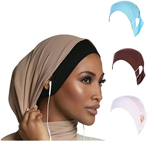 3 Db Puha Stretch Undercap Alatt Sál a Fülembe Muszlim Jersey Belső Alá Hijabs Caps Iszlám Turbánt Bonnet