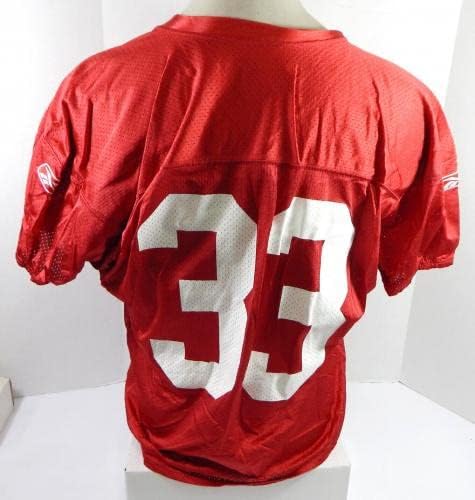 2009-ben a San Francisco 49ers 33 Játékban Használt Piros Gyakorlat Jersey XL DP33527 - Aláíratlan NFL Játék Használt