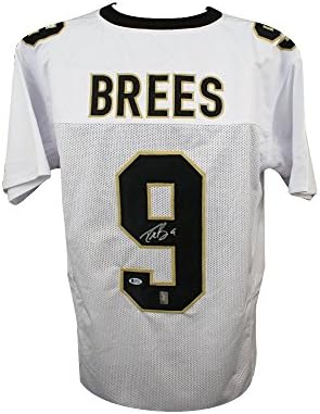 Drew Brees Aláírt New Orleans Saints Egyéni Fehér Foci Mez - Beckett COA