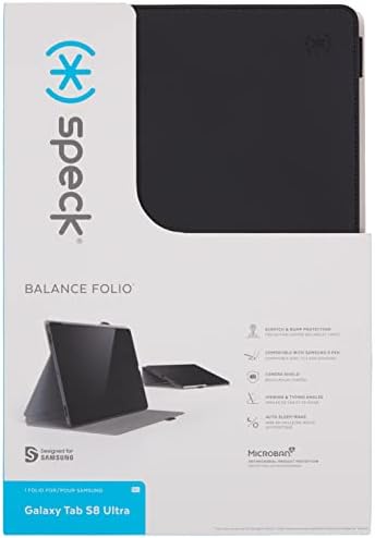 Speck Termékek BalanceFolio Tabletta Esetben Álljon a Samsung Galaxy Tab S8 Ultra, Fekete/Fekete