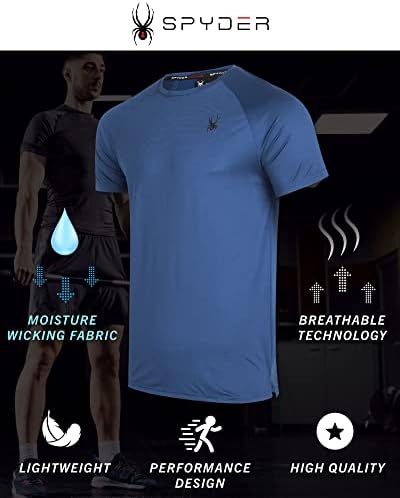 Spyder Férfi Aktív T-Shirt - 2 Csomag Teljesítmény Száraz-Fit Rövid Ujjú Hálószembőség-Sport Póló (S-XL)