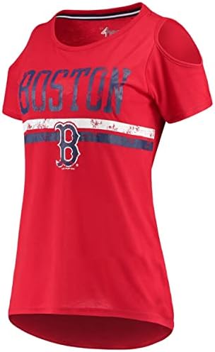 G-III Sport Boston Red Sox MLB a Nők A Bázis Hideg Váll Scoopneck Póló - Piros