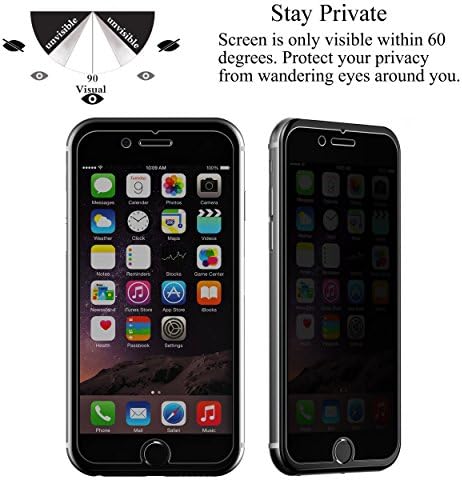 Ailun Adatvédelmi képernyővédő fólia iPhone 8 7 6 6 3Pack Anti-Spy Privát Edzett Üveg [Fekete]