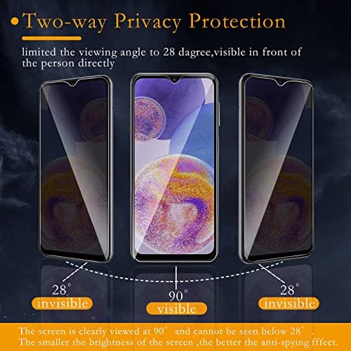 Nixinioo [2 Csomag] 2 Csomag Adatvédelmi képernyővédő fólia Samsung Galaxy A23 ，9H Keménység, karcálló, Buborék Szabad，Anti-Spy