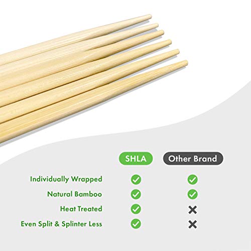 [1000 Pár] Eldobható Bambusz Evőpálcika - Prémium Egyedileg Csomagolva, Szálka-Kevésbé Sima Fa Pálcika Hagyományos Japán,