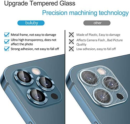 Buluby iPhone 12 Pro Max Kamera Lencséjét Védő Fedelet,3 DB HD Edzett Üveg, Fém, Teljes Lefedettség Vissza Lencse Védelmi