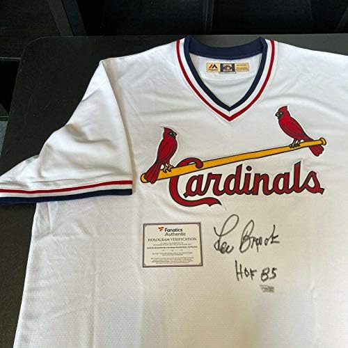 Lou Brock HOF 1985 Aláírt Fenséges St. Louis Cardinals Jersey Fanatikusok COA - Dedikált MLB Mezek