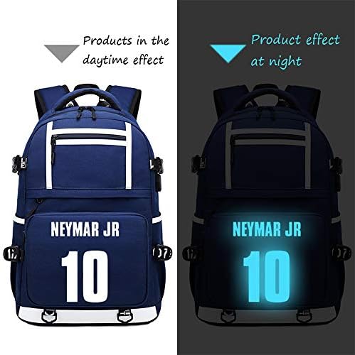ShangYing Store Focista Csillag Neymar JR Többfunkciós Világító Hátizsák Alkalmi Utazási Szurkolók Laptop Daypack (Stílus