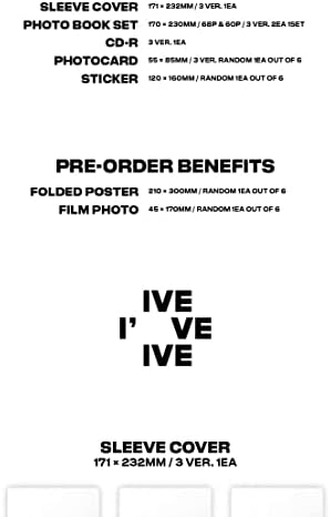 IVE már IVE 1. Album CD+születési hely+Fotókönyv+fénykép kártya+Matrica+Nyomkövető Lezárt (Ver.3)