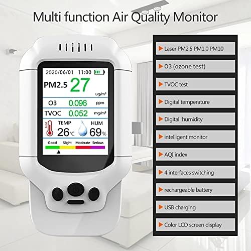 MJWDP Hordozható Ózon Mérő Detektor 0-5ppm Tartomány O3 Teszter Monitor levegőminőség Érzékelő TVOC PM2.5 Analyzer-Gáz
