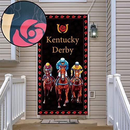 Xinyidl Kentucky Derby Ajtót, Banner, 71 x 35inch Kentucky Derby Háttérben Lógó Rózsa Lóverseny Ajtót Borító Ünnep,