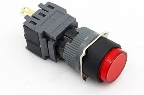 16 mm-es Kapcsoló Self-reteszelő Kerek jelző 5A 220VAC DPDT (2a+2b LED) F16-372 DIP Felső, vörös színű, eredeti - (Szín: