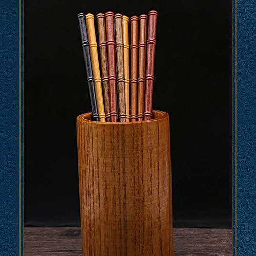 NTCE Újrafelhasználható Prémium Pálcika Japán Természetes Fából készült 5 Pár Klasszikus Stílusú, Könnyű Kézzel Faragott