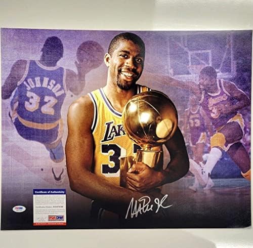 Magic Johnson aláírt 16x20 Fotó autogramot Los Angeles Lakers ~ PSA/DNS-COA - Dedikált NBA-Fotók