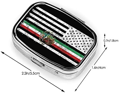A Mexikói-Amerikai Zászló Tér Mini Tabletta Esetében Utazási Gyógyszer Szervező Hordozható Rekeszes Fém Doboz Pirulát