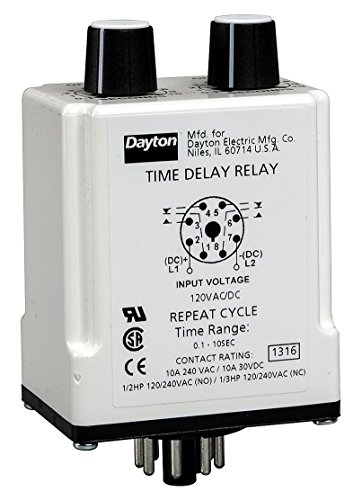 Idő Dlay Rlay, 120VAC/DC, 10A, DPDT, 9 mp.